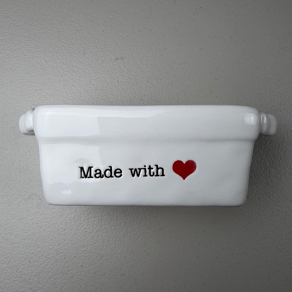 Mud Pie Made With Love Mini Loaf Pan‎ White Ceramic Baking Dish 4801009M